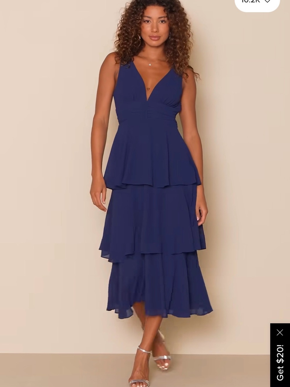 NWT lulus Celebration Time Navy Blue Sleeveless Tiered Midi Dress Holiday Sz M